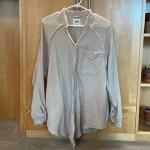 Aerie Pool to Party Cream Button Up